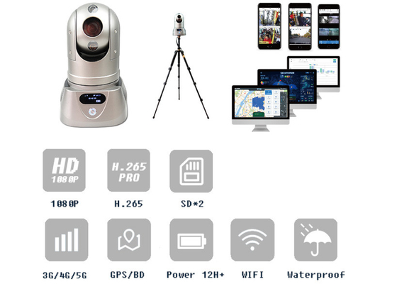 Camera van de de Opnamecamera 4G GPS WIFI 2MP PTZ van de sterrelichthd IP Politiewagen de Video