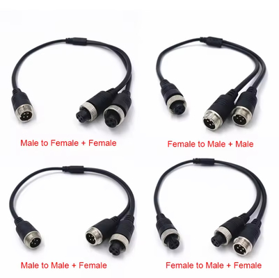M12 4Pin-kabeladapter voor CCTV-camera-connector Vrouwelijke tot mannelijke / Vrouwelijke Y-splitterkabel