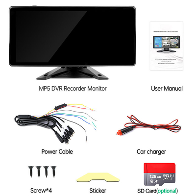 AI Smart BSD Alarm Car DVR System 360° 4CH Met Recorder / 10.36 Inch Monitor