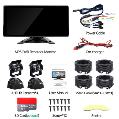 AI Car DVR System BSD Alarm 360° 4CH 10,36 inch Monitor met Recorder voor Truck