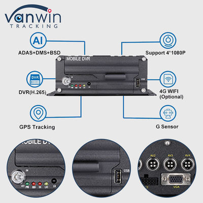 H.265 4CH 1080P HDD Mobiele DVR Voertuig CCTV Video Recorder Kit Camera System MDVR