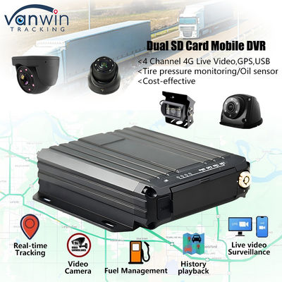 4CH 1080P Dual SD Card Mobiele DVR Ondersteuning Olie Sensor 4G Real Time Video Monitoring GPS Tracker