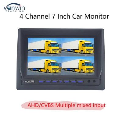 AHD/CVBS Multiple Video Mixed Input 4 Channel 7 Inch Split Display Car Monitor Voor voertuig