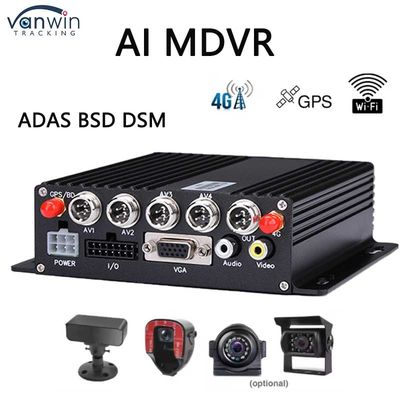 4 kanaal ADAS DSM Car DVR met 4G GPS AHD Camera SD Card Video Recorder voor het trainen Auto rijden Mobiele DVR voor Truck Bus