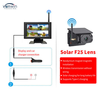 7 inch draadloos IPS-scherm Automonitor Kit met 4 zonnecamera's Ondersteun IR-nachtzicht en gemakkelijk te installeren