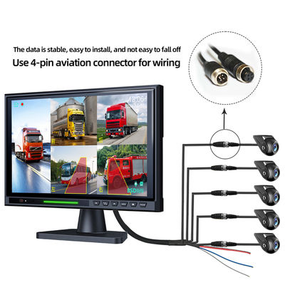 10.1" Touch Screen IPS BSD 5CH Split Car Rear View DVR Monitor AHD 4Pin IR Reverse Parking Backup Camera Kit For RV Bus Truck