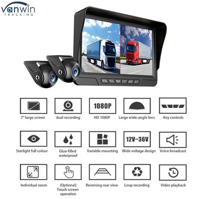 AI Car Video Recorder 7 inch IPS touchscreen met blinde plek detectie en achteruitkijkcamera voor vrachtwagens en camper