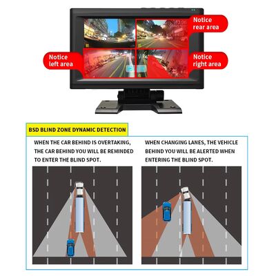 Vierkanaals BSD-systeem AI Auto Video Recorder 7 inch Touchscreen Blind Spot Detection en achteruitkijkcamera voor zwaar werk
