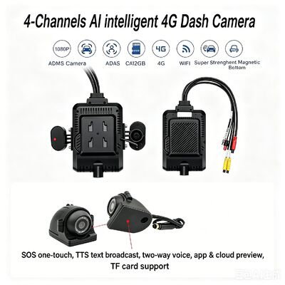 24V 4CH AI Dash Cam Kit Voertuigbeveiligingscamera DVR met DMS ADAS BSD zijcamera voor vrachtwagen / bus