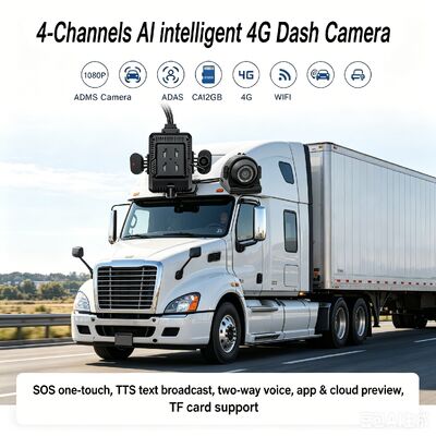 24V 4CH AI Dash Cam Kit Voertuigbeveiligingscamera DVR met DMS ADAS BSD zijcamera voor vrachtwagen / bus