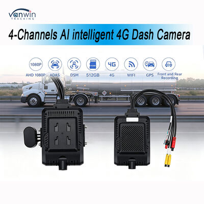 4 Kanaals AI Intelligente 4G Mobiele Digitale Videorecorder Dashcam Systeem GPS Tracking Nachtzicht Cloud Remote Monitoring
