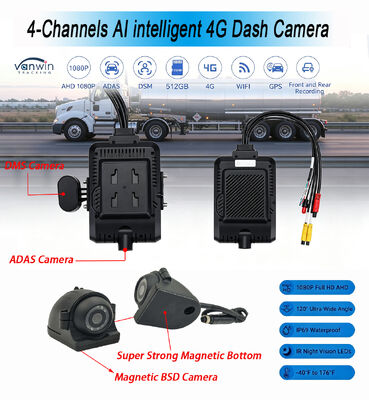 Dash Cam Recorder met ingebouwde AI-algoritme voor detectie van bestuurdergedrag en 4G-module die wereldwijde frequentiebanden ondersteunt
