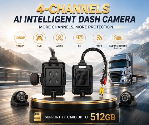 24V 4CH AI Dash Cam Kit Voertuigbeveiligingscamera DVR met DMS ADAS BSD zijcamera voor vrachtwagen / bus