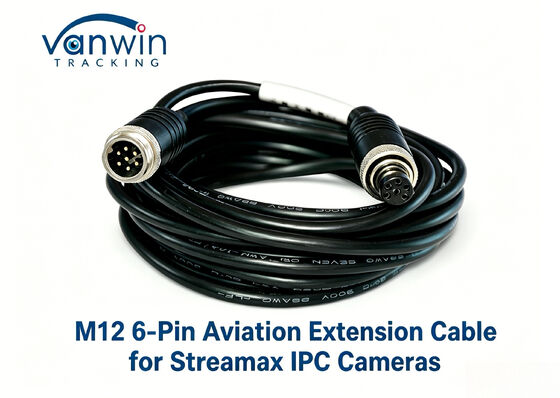 M12 6-Pin Aviation Extension Cable for Streamax IPC Cameras