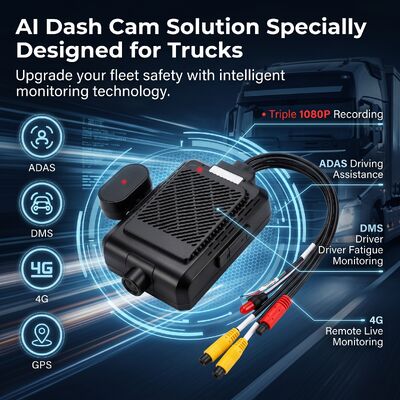 4-kanaals AI Intelligente 4G Dash Camera, ADAS + DMS + BSD Active Safety,1080P+720P Opname voor taxi's
