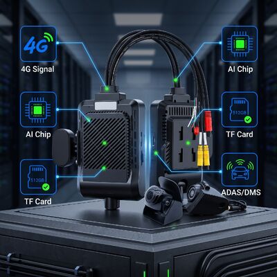 4-kanaals AI Intelligente 4G Dash Camera, ADAS + DMS + BSD Active Safety,1080P+720P Opname voor taxi's