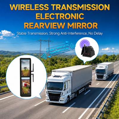 15.88 inch touchscreen draadloze elektronische achteruitkijkspiegel met 4 zonne-magnetische camera's Split Screen BSD voor zware vrachtwagens