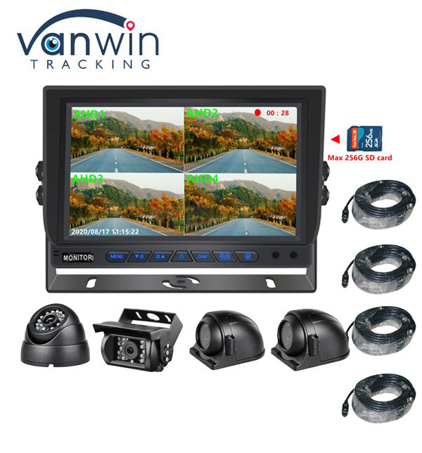 Hot Sale 9 inch 1024*600 AHD Quad Display Auto Truck beveiligingscamera systeem met opname functie