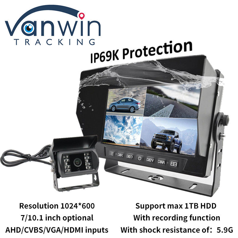 IP69K 7 / 10.1 Inch Waterdicht AHD Quad TFT Automonitor Display Voor Universele Voertuigen