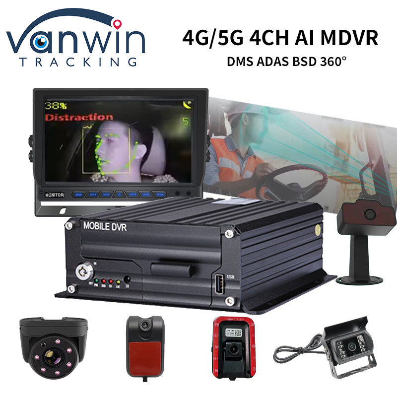 4 Ch AI Truck Bus Mobile DVR Met AI DSM ADAS BSD Ondersteuning 4G 5G WIFI GPS
