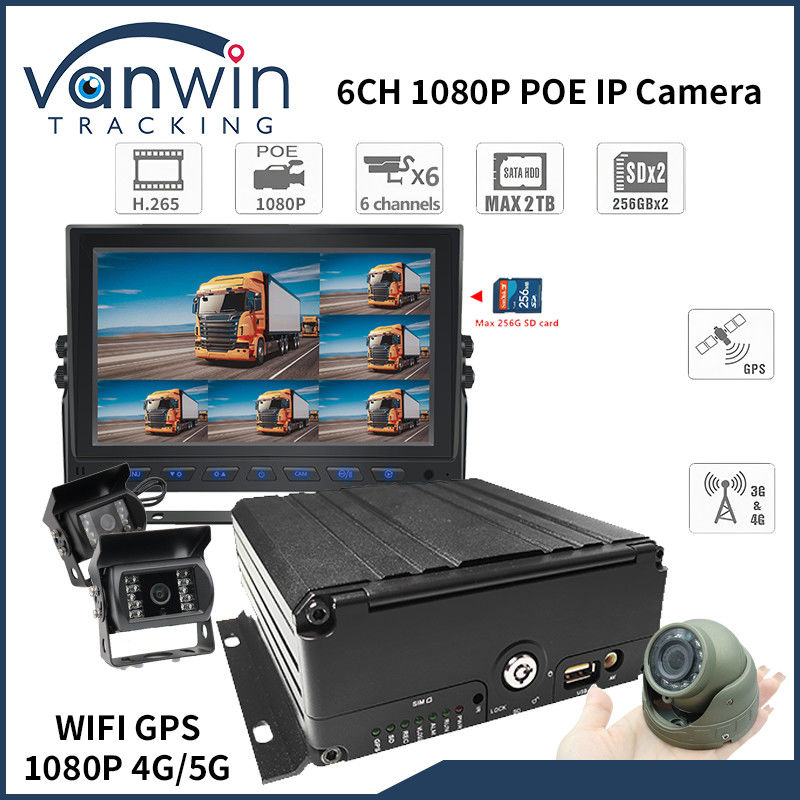 4G 6 Channel H. 265 HDD Car Mobile DVR voor beveiligingscamera voertuig