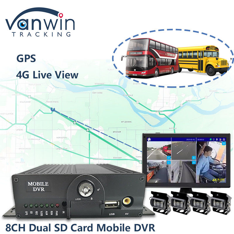 8CH AHD Dual SD Card Mobiele DVR-systeem 4G WIFI GPS MDVR voor Live View