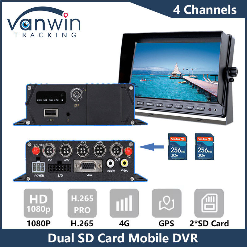 4G GPS Dual SD Card Mobiele DVR 1080P 4CH CCTV Camera Recorder Beveiliging Mobiele Tracking DVR