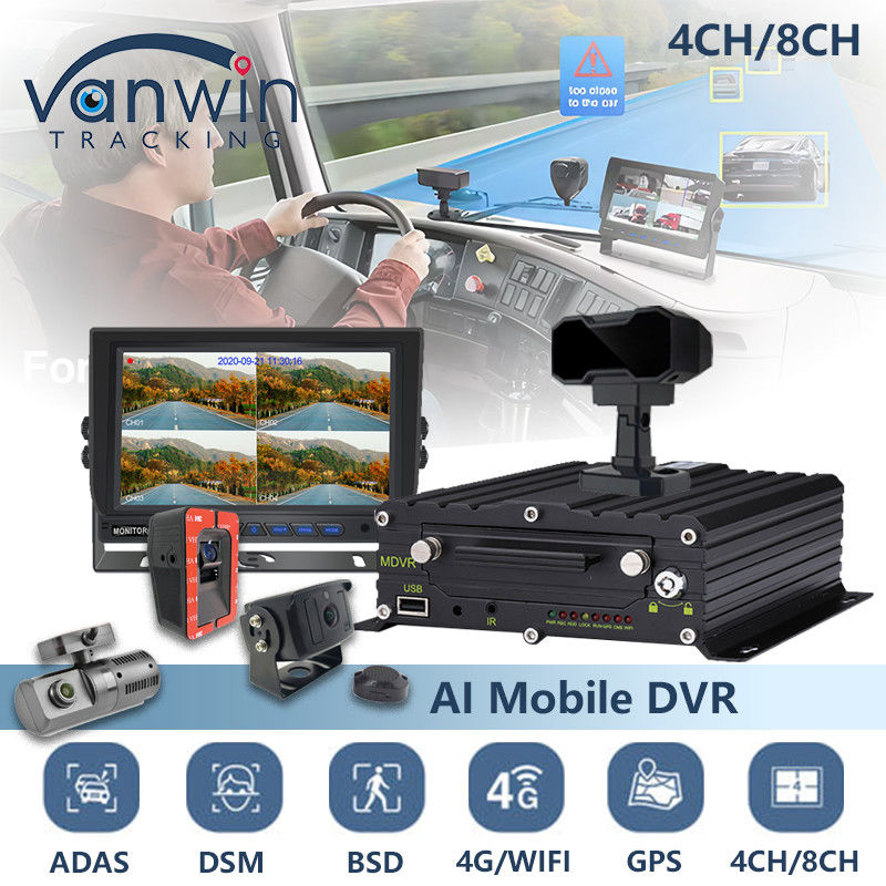 8CH AI BSD ADAS DMS MDVR System HD 1080P HDD Mobile DVR Met 4G GPS WIFI Functie
