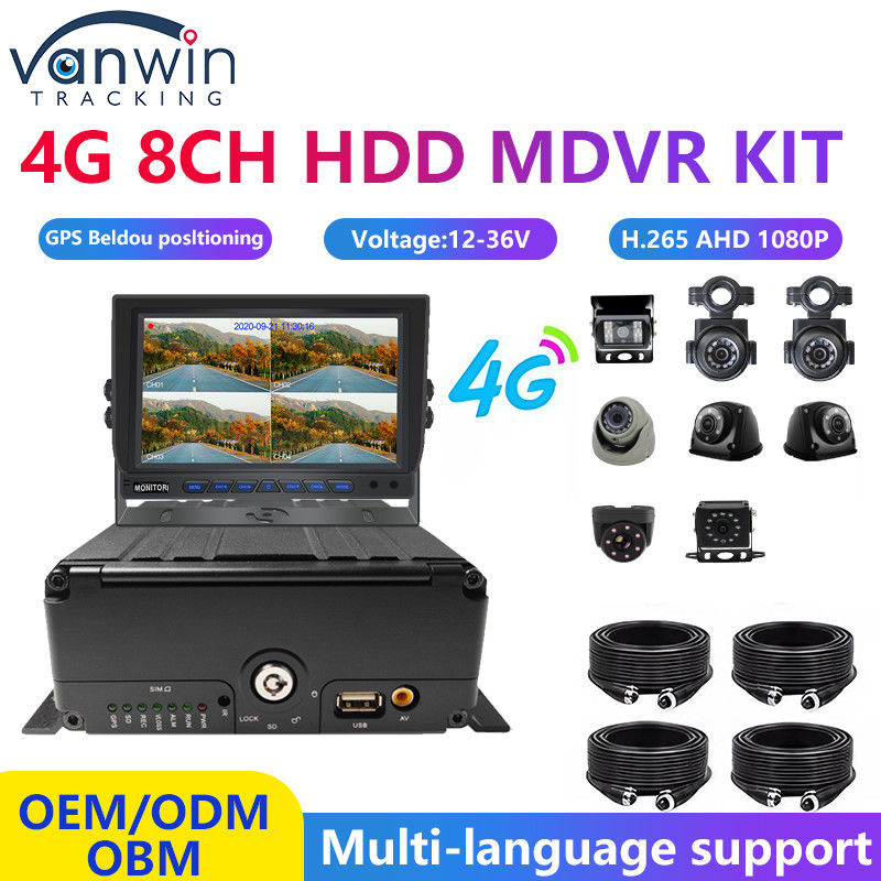 H.265 8CH HDD 1080P mobiel DVR-systeem met 4G MDVR Kit GPS WIFI functie voor vlootbeheer