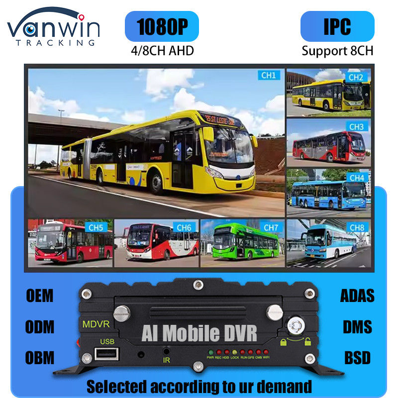 8CH AI ADAS DMS BSD Mobiele DVR HDD MDVR 2TB Ondersteuning Voertuig Volgplatform Voertuig DVR