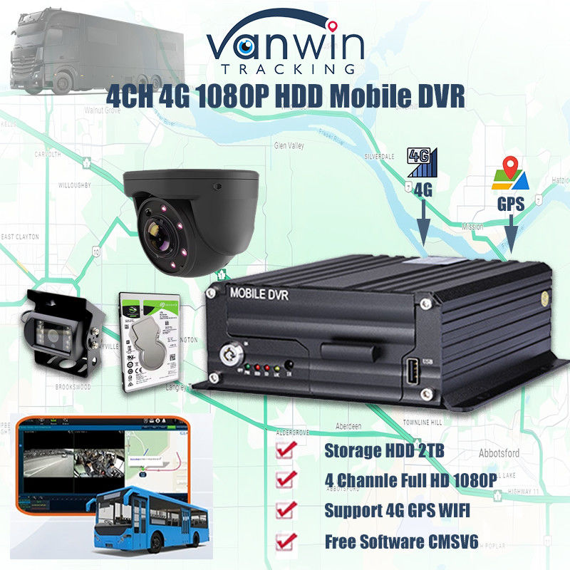 H.265 4CH 1080P HDD Mobiele DVR Voertuig CCTV Video Recorder Kit Camera System MDVR