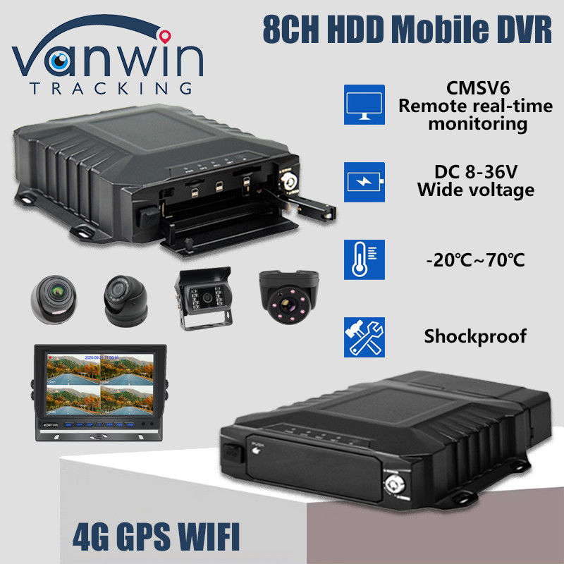 8 Kanaal 4G Wifi 1080P HDD Mobiele DVR Voertuigbewaking AHD Real Time View Mdvr