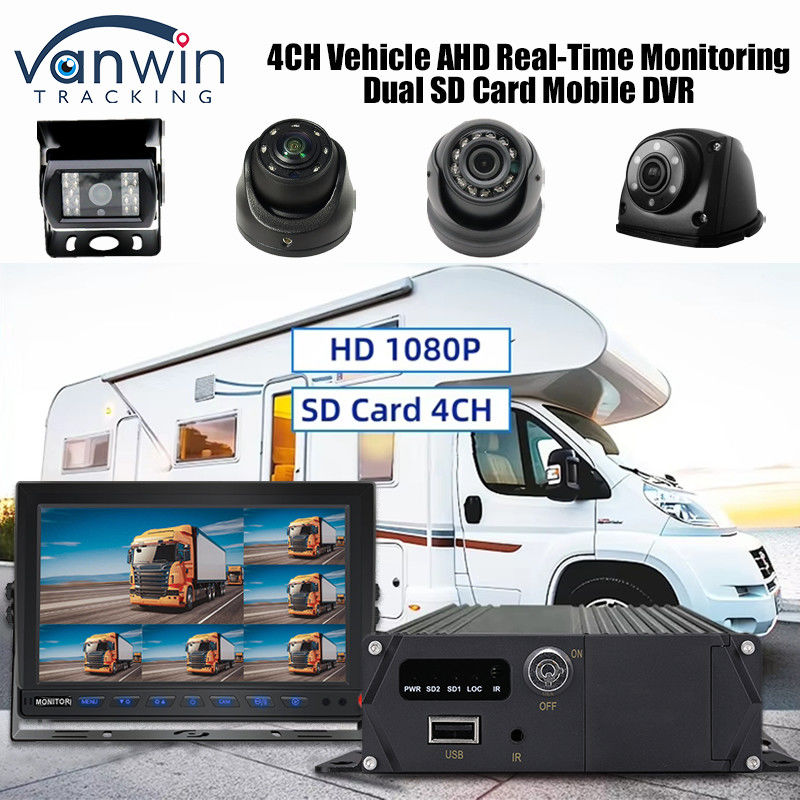 CMSV6 4CH Dual SD Card Mobile DVR 4G GPS Real Time Monitoring Videobewaking MDVR