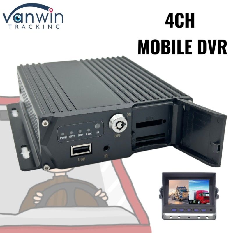 4 kanalen SD-kaart Mobiele DVR Dual Card Dual Standby voor voertuigbewaking