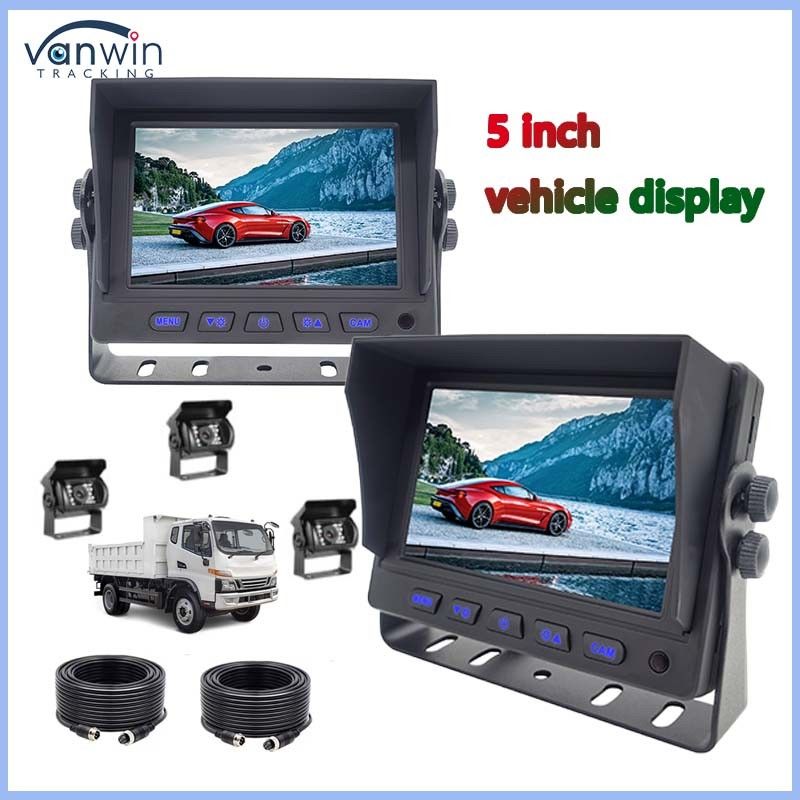 5 inch LCD-scherm TFT-auto-monitor Metalen aansluiting + 4PIN CCD-kleur achteruitkijkcamera 12-24v Voor caravan van Rv