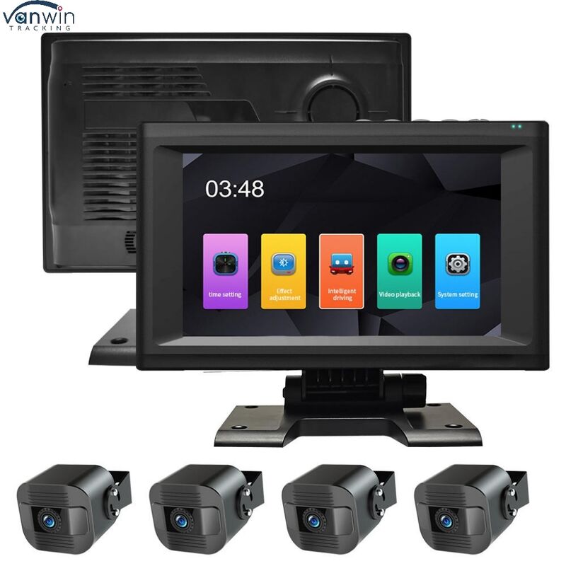Vierkanaals BSD-systeem AI Auto Video Recorder 7 inch Touchscreen Blind Spot Detection en achteruitkijkcamera voor zwaar werk