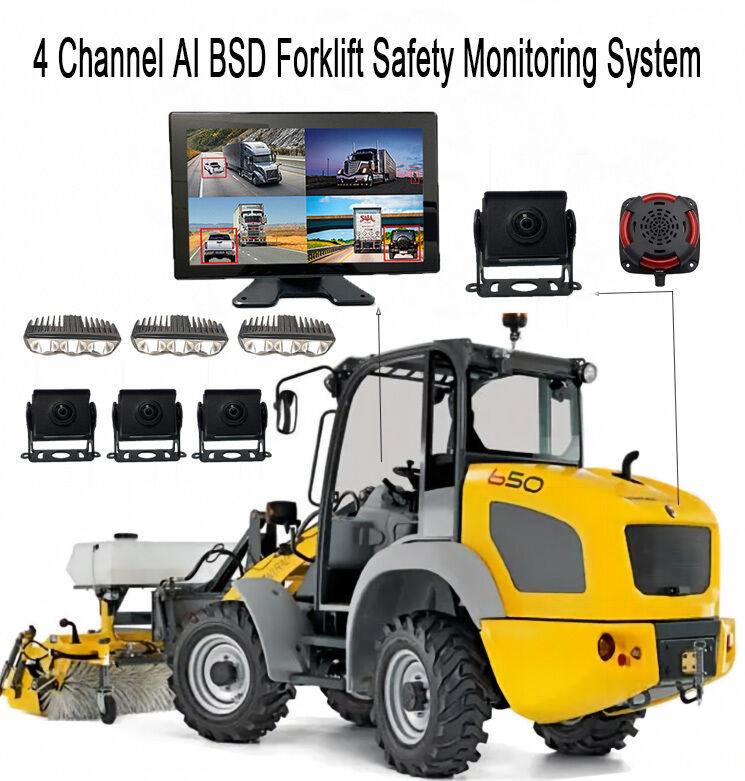 4CH AI BSD Vorklift Safety Monitoring System 1080P Camera/display en LED Alarm Light/geschikt voor zware machines