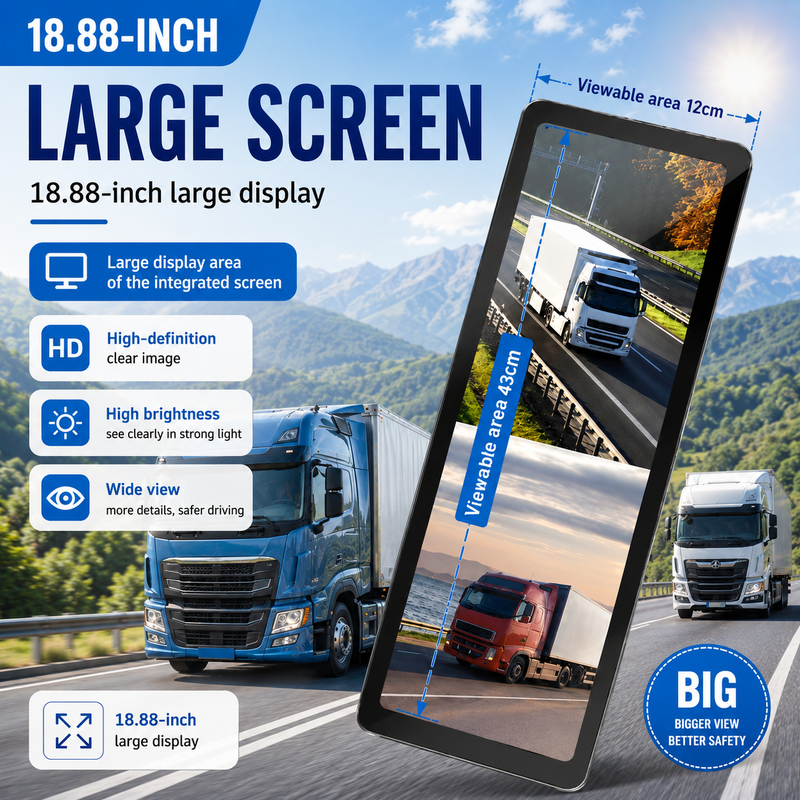 Truck Blind Spot Camera System 1080P Dual Lens Side View Camera 18.88 Inch Monitor voor Semi Truck Trailer Commerciële voertuig